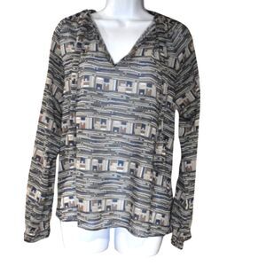 Calypso St Barth Long Sleeve Blouse Womens Small Bohemian Retro 70s Style V Neck